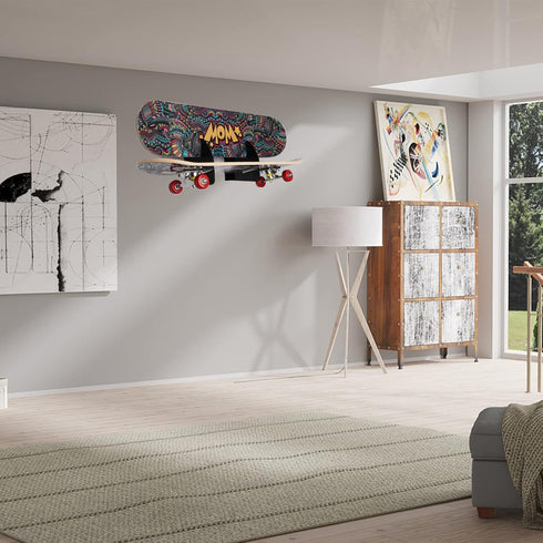 Skateboard Shelf Wall Mounted Storage Rack, Skateboard Bracket, Horizontal Space Saving Design, Bearing Skateboard Frame