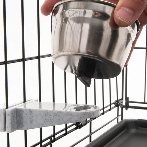 Lixit Stainless Steel Hanging Kennel Water Bowl - Non Spill Dog Crate Bowls - Durable 10oz Water Bowl for Pets