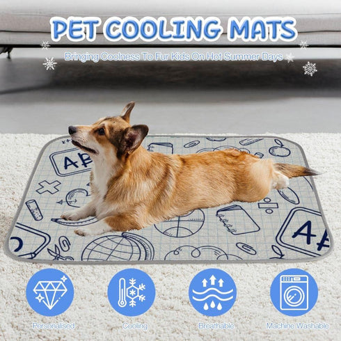 imiBBWQu Summer Summer 27" 22" Dog Cooling Mat School Pattern Cat Cooling Mat Washable Pet Pad Pet Kitten Beds