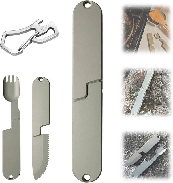 Generic Kopak 2 in 1 Camping Eating Utensils Set, Portable Detachable Folding Fork