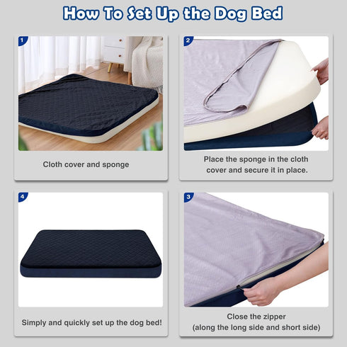 JoicyCo Orthopedic Foam Dog Bed for Extra Large Dogs, 47 Inch Jumbo XL Mattress with Non-Slip Bottom and Removable Cover