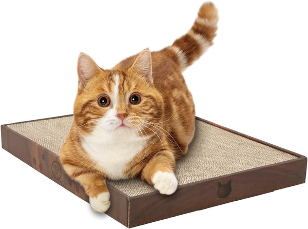 Necoichi Cardboard Cat Scratcher Bed - Cat Scratching Board (16" Wide, b.Dark Cherry Lounge)