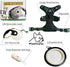 Funny Fur Grace Dog Walking Set - Black & White: Adjustable Escape-Proof Harness, 16ft Leash, Pup Bags, Bowl - Medium