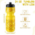 Hosuly 24 Pcs 24 oz Baseball Water Bottle Set, Drawstring Bag, 12 Reusable Plastic Tumblers for Party Favor (Yellow)