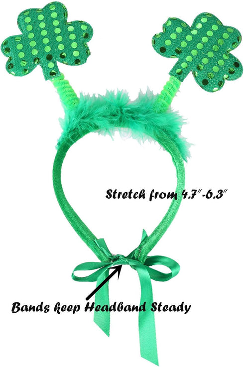 St Patricks Day Dog Costume - Green Shamrock Headband and Buffalo Plaid Pet Bandana