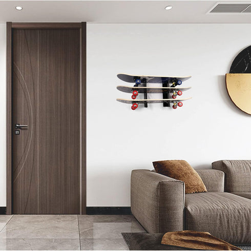 Wall Mounted Skateboard Shelf, Storage Rack, Skateboard Bracket, Horizontal Space Saving Design
