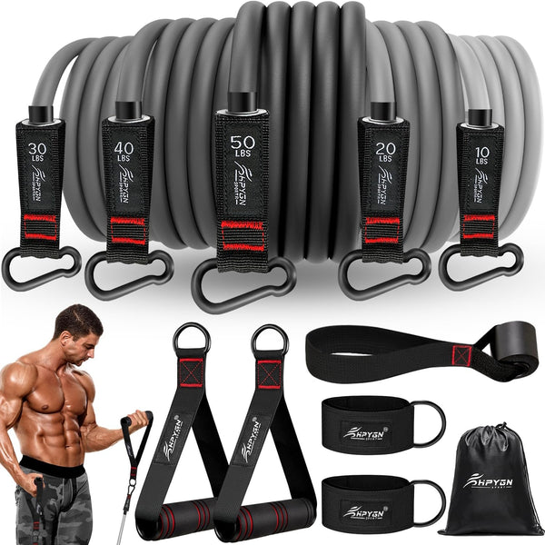 Resistance Bands with Handles, Fitness Bands for Heavy Resistance Training, Physical Therapy, and Home Workouts