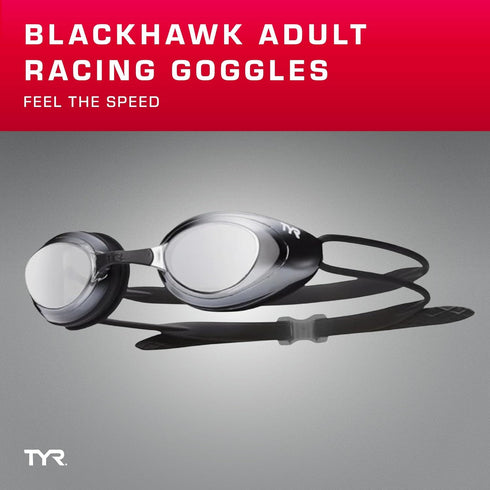 TYR Men’s and Women’s Blackhawk Racing Swim Goggles – Mirrored or Clear, Anti-Fog, UV Protection