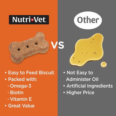 3 3 16 oz Nutri-Vet Skin & Coat Biscuits for Dogs, Tasty Dog Treat, Skin and Coat Supplement, Omega Fish Oil, Made