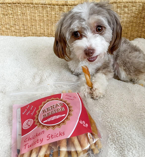 Rena's Recipe Chicken Twisty Sticks, 8 oz - Rawhide Free Chicken Wrapped Soft Chews