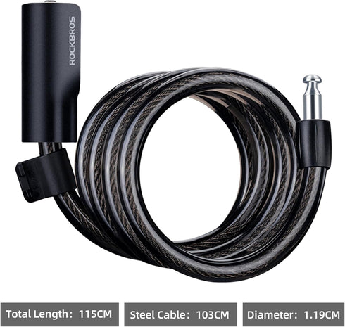 ROCKRBOS Bike Cable Lock with 2 Keys & 1 Mount Bracket, ABS Lock Shell for Bike/Gate/Scooter