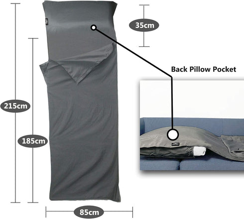 Frelaxy Sleeping Bag Liner, XL Travel Sheet for Backpacking, Comfy & Easy Care, Full-Length Zipper