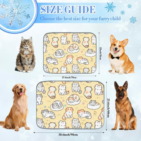 imiBBWQu Summer 27" 22" Cooling Pad Cute Cats Clouds Yellow Pet Mat Cooling Washable Pet Pads for Dogs Dog Beds Cat Bed