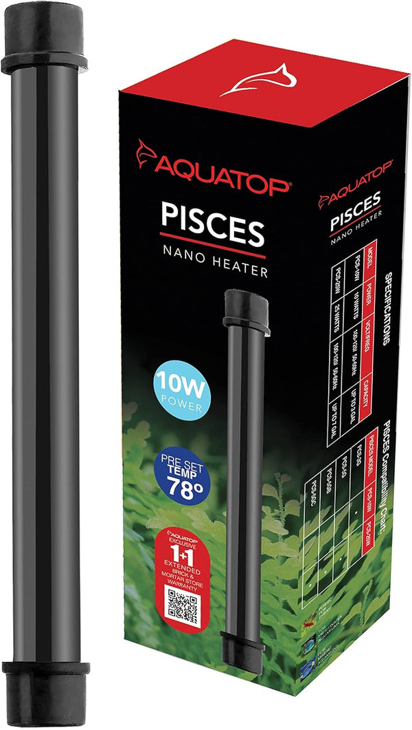 Aquatop 10W Pisces Nano Heater, Fully Submersible for Nano Fish Tanks Up to 3 Gallons