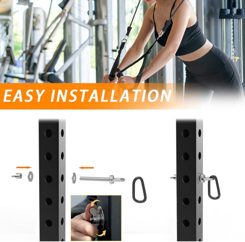 5/8" 1" J Bryant Heavy Duty Rack Anchor Stainless Steel Resistance Band Pegs with Large Carabiner for & Power Rack