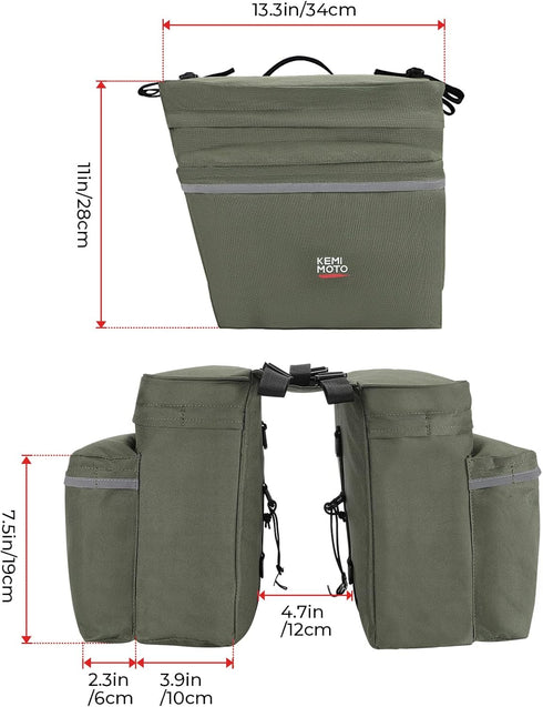 KEMIMOTO Portable Bike Pannier Bag, 30L Water Resistant Bicycle Trunk Bag with Reflective Trim