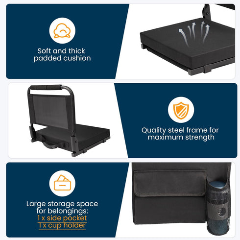 Maeytau Stadium Seats for Bleachers with Back Support, Portable Bleacher Seats with Thick Padded Cushion and Carry