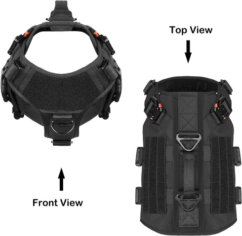 ICEFANG GN3 Tactical Dog Harness with 6X Buckle, Molle Vest with Handle, No Pulling Front Clip (XL, Black)