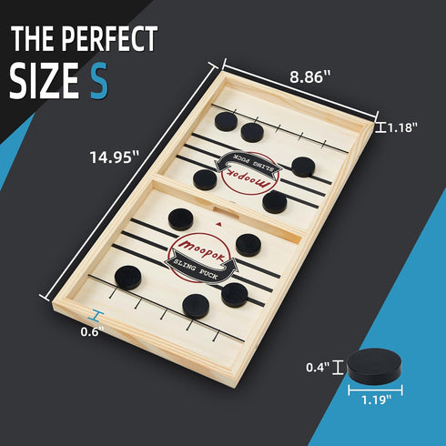 moopok Fast Sling Puck Game - Fast Action Super Foosball Table Desktop Battle Slingshot Wooden Air Hockey Board Game