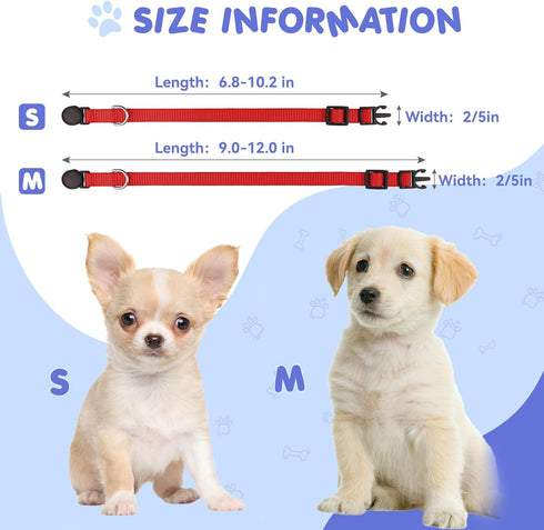 20 Pack Puppy Collars, Soft Nylon Safety Buckle Collars for Small Puppies, Newborn Whelping Collars for Litter Puppies