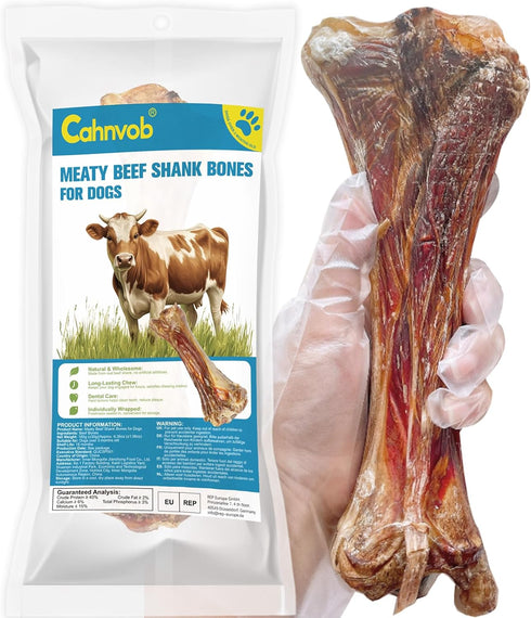 Cahnvob Real Beef Bones for Dogs with Meat - 8'' Big Dog Bones