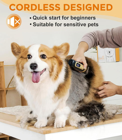 Dog Clippers for Grooming, 4-Speed & LCD, Low Noise Electric Dog Trimmer for Grooming, Cordless Rechargeable Dog Hair Clippers, Super Quiet for Dogs & Pets with Thick or Heavy Coats(C95)