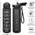 Fimibuke 32 oz 1L Water Bottle with Sleeve - BPA Free Leakproof Sport Large Plastic Motivational Water Bottle