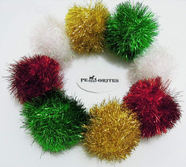 Bushy Sparkle Ball Cat Toy, 12 Pack Interactive Glitter Pom Pom Balls for Kittens