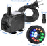 15W 264GPH Submersible Fountain Pump with 12 Colorful LED Lights for Outdoor Pond, Aquarium, Water Feature