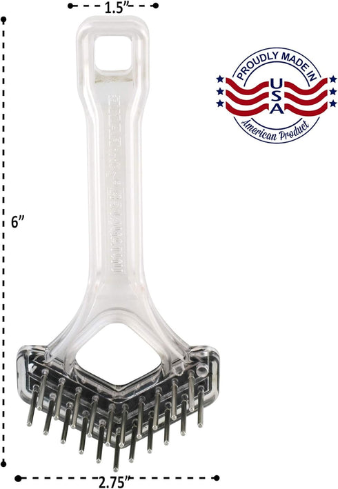 Mini-Rake V-Shape Double Row Rotating Teeth for Dematting Dogs and Cats