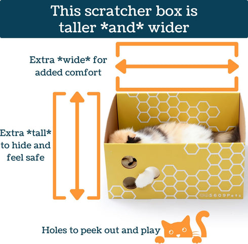 Extra Large Cardboard Cat Scratcher Box, 17"x13"x8.25", Fun Cat Scratching Bed with Catnip for Indoor Cats