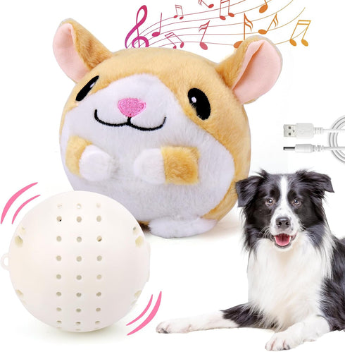 Mity Rain Interactive Dog Toys: Automatic Rolling Jumping Vibrating Wiggling Ball, Squeaky Ball with Chewable Plush