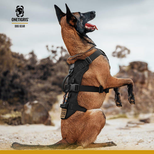 OneTigris Escape Proof Dog Harness, Tactical No Pull Harness for Large Dogs, Multi-Use Support with Handles