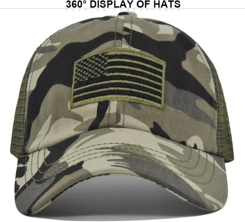 YOLAI Camouflage Print Baseball Caps Mesh Breathable Trucker Sun Hats Sunscreen Adjustable Visors Cap for Women Men