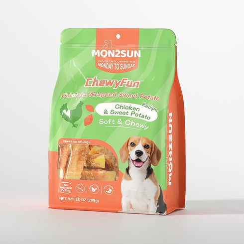 MON2SUN 25 oz Chicken Wrapped Sweet Potato Dog Treats for All Breeds, Rawhide-Free Soft Chews for Training, No