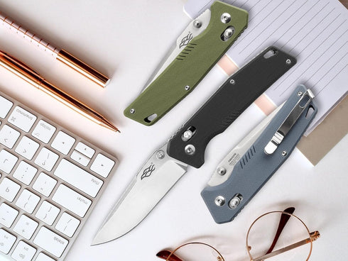 Firebird GANZO F7601 Pocket Folding Knife, 440C Stainless Steel Blade, G-10 Anti-Slip Handle, Grey