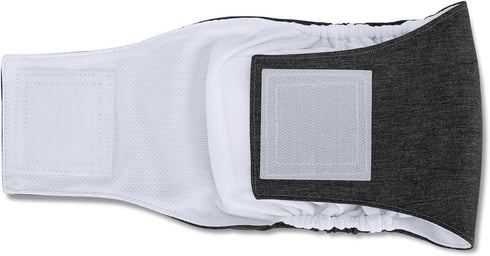 Teamoy 3pcs Washable Reusable Wrap Diapers for Male Dogs, Black, Gray, Blue (XS, 7"-9" Waist)