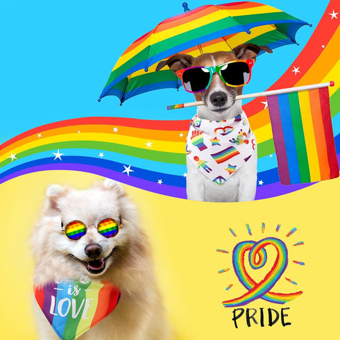 60 10 Pcs Rainbow Dog Bandana, Dog Bandanas Gay Pride Rainbow Scarves Bibs LGBT Dog Handkerchief for Dog Puppy Cat Pet