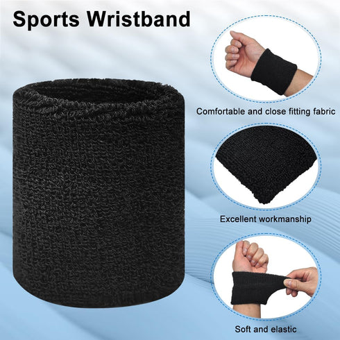 AIJOJUMY 6Pcs Women,3.15/8cm, Sports Wrist Sweat Bands for Men & Absorbent Wristbands Sweatbands Tennis Wrist Bands