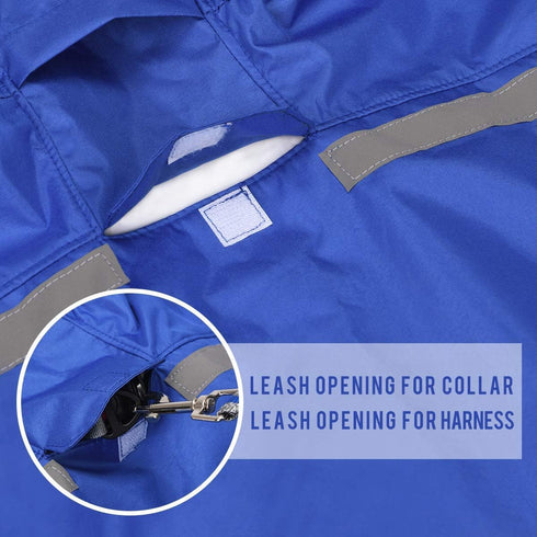 Dog Raincoat for Large Dogs, Adjustable Belly Strap Rain Jacket with Leash Hole - Waterproof Lightweight Breathable