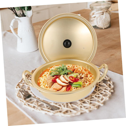 Operitacx Korean Ramen Noodle Pot Lid Fast Heating Aluminum Alloy Cookware for Instant Noodles Soups and Stews