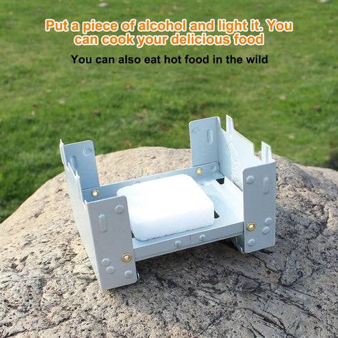 Folding Portable Stove - 95 x 75mm Solid Fuel Camping Stove for Outdoor Cooking