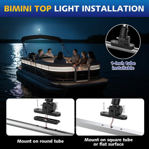 9 Inches IP67, 3NM Pontoon Stern Light Bimini Mount, Bimini Light for Pontoon Boat LED Waterproof Boat Anchor Lights