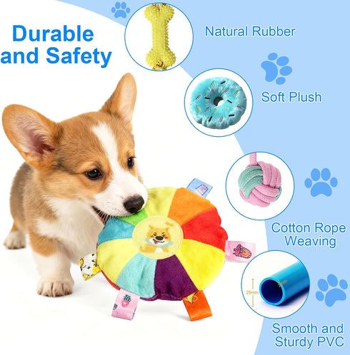8 19.5" Puppy Play Gym with Hanging Toys - Indoor Jungle Gym for Small Dogs, Interactive Enrichment Activity Center