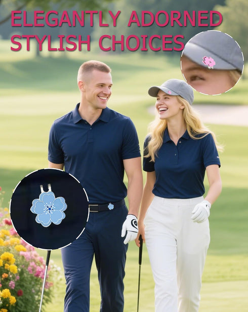 12-Piece Set Magnetic Golf Ball Marker with Flower Clips for Golf Enthusiasts