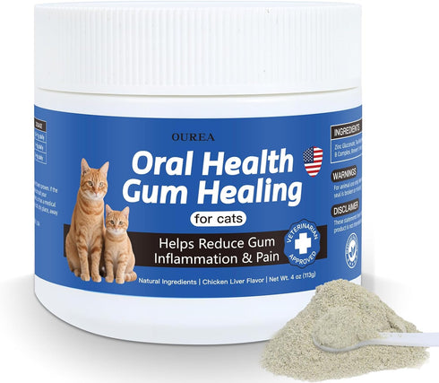 Ourea Inflammation, 4 oz Oral Health for Cats, Cat Gingivitis Treatment, Reduce Gum Redness & Pain, Combats Gum