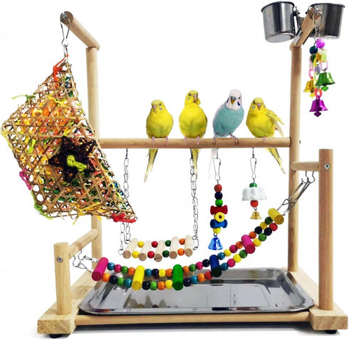kathson Bird Playground,Parakeet Play Stand,Parrots Play Gym with Food Bowls,Cockatiel Playstand with