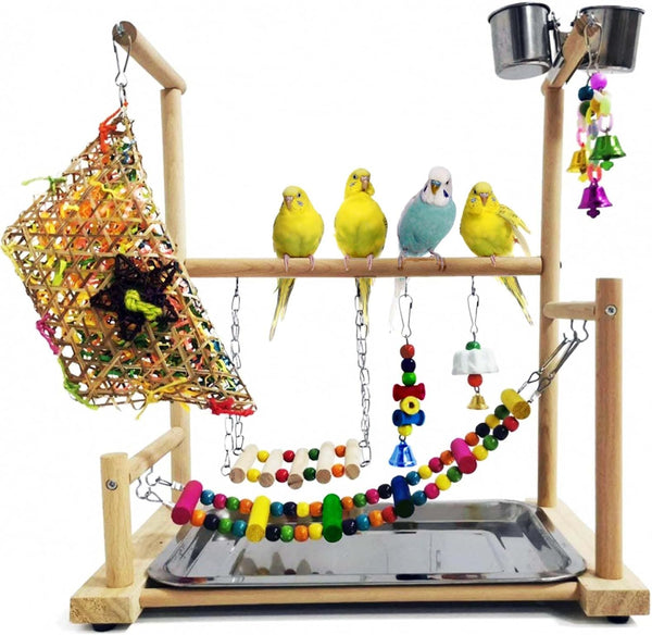 kathson Bird Playground,Parakeet Play Stand,Parrots Play Gym with Food Bowls,Cockatiel Playstand with
