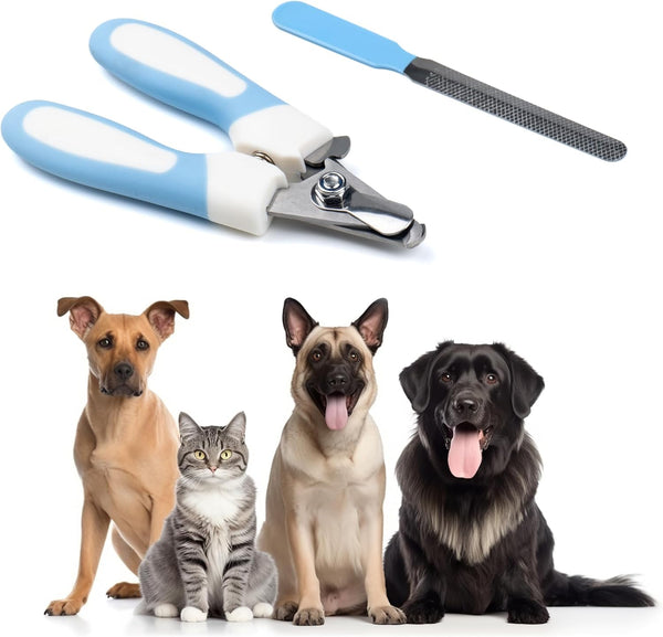 Pet Nail Clippers with Safety Guard, Heavy-Duty Design for Dogs and Cats, Includes Nail Files for Precise Trimming
