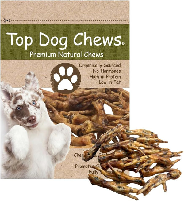Top Dog Chews Dehydrated Chicken Feet for Dogs (50) All Natural, Single